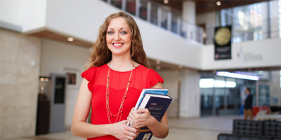 Student veteran Nicole Higgins is on track to attain her MBA degree in a record two semesters.