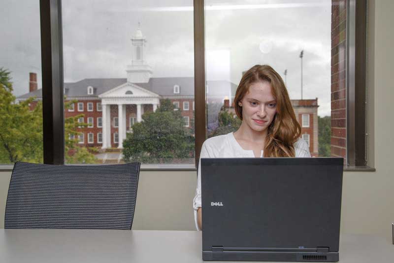 Computer user on Dodge Campus