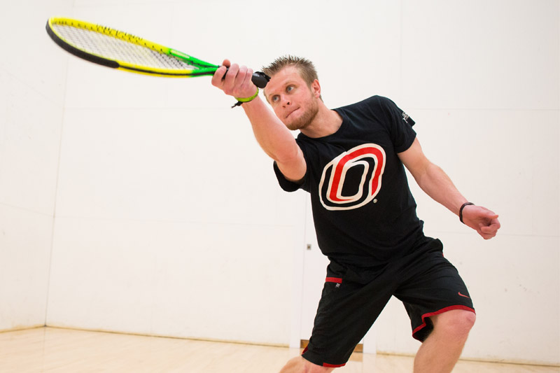 UNO student Joe Haggerty competes at one of UNO's racquetball courts