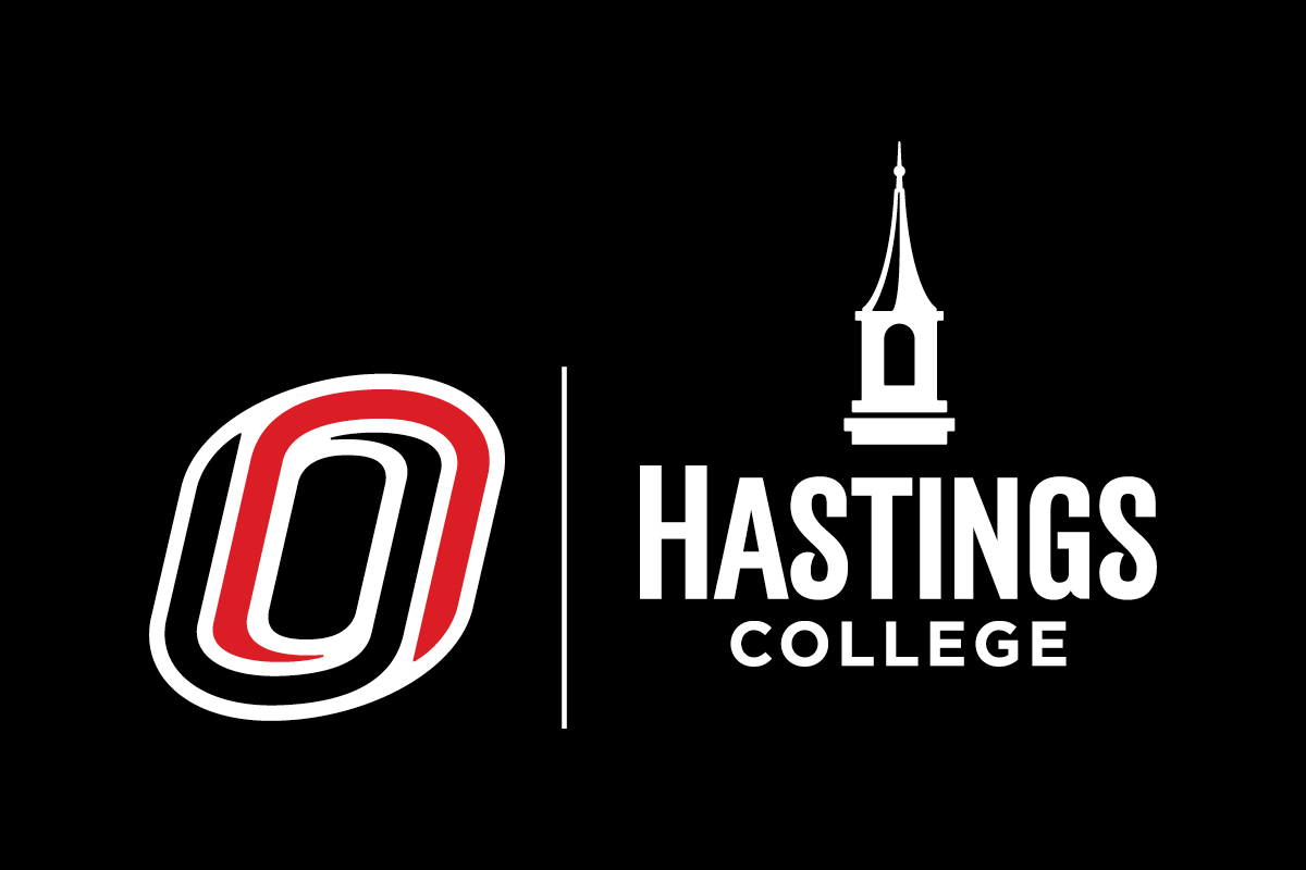 Logos for Hastings College and the University of Nebraska at Omaha (UNO)
