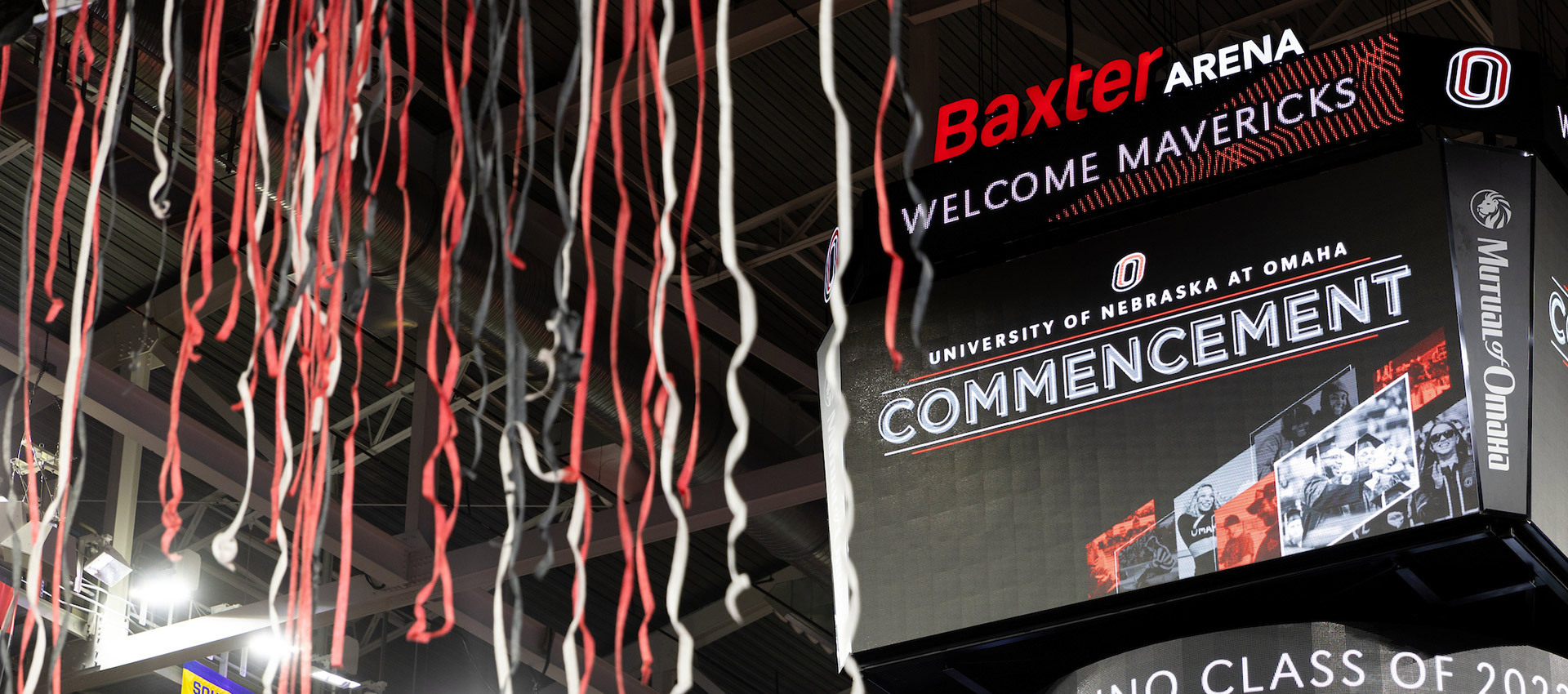streamers filling the air at baxter arena