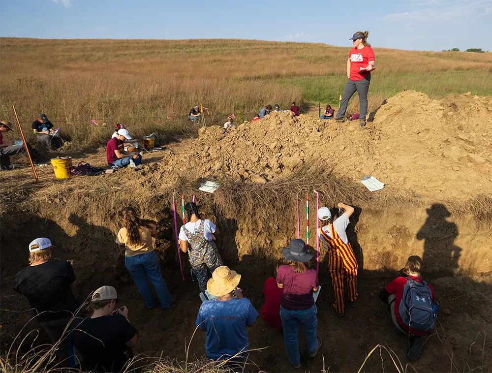 students in the field