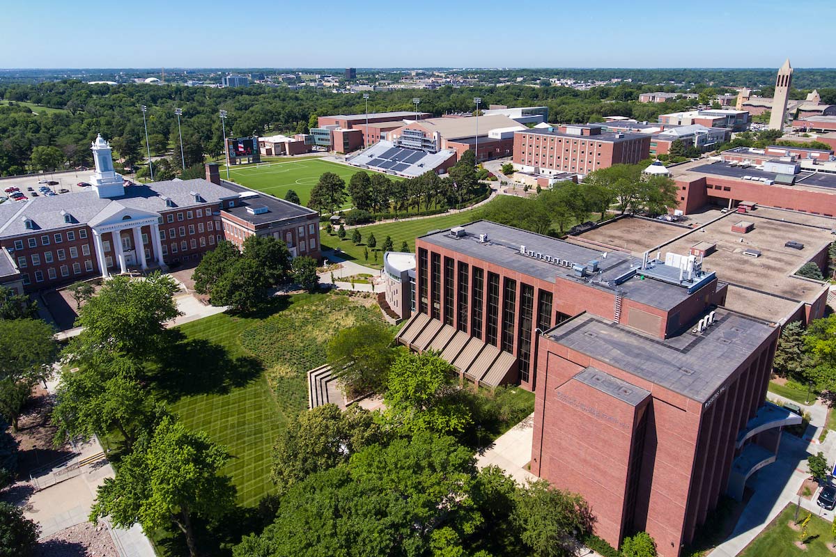 Aerial of Dodge Campus near the Arts and Sciences Hall