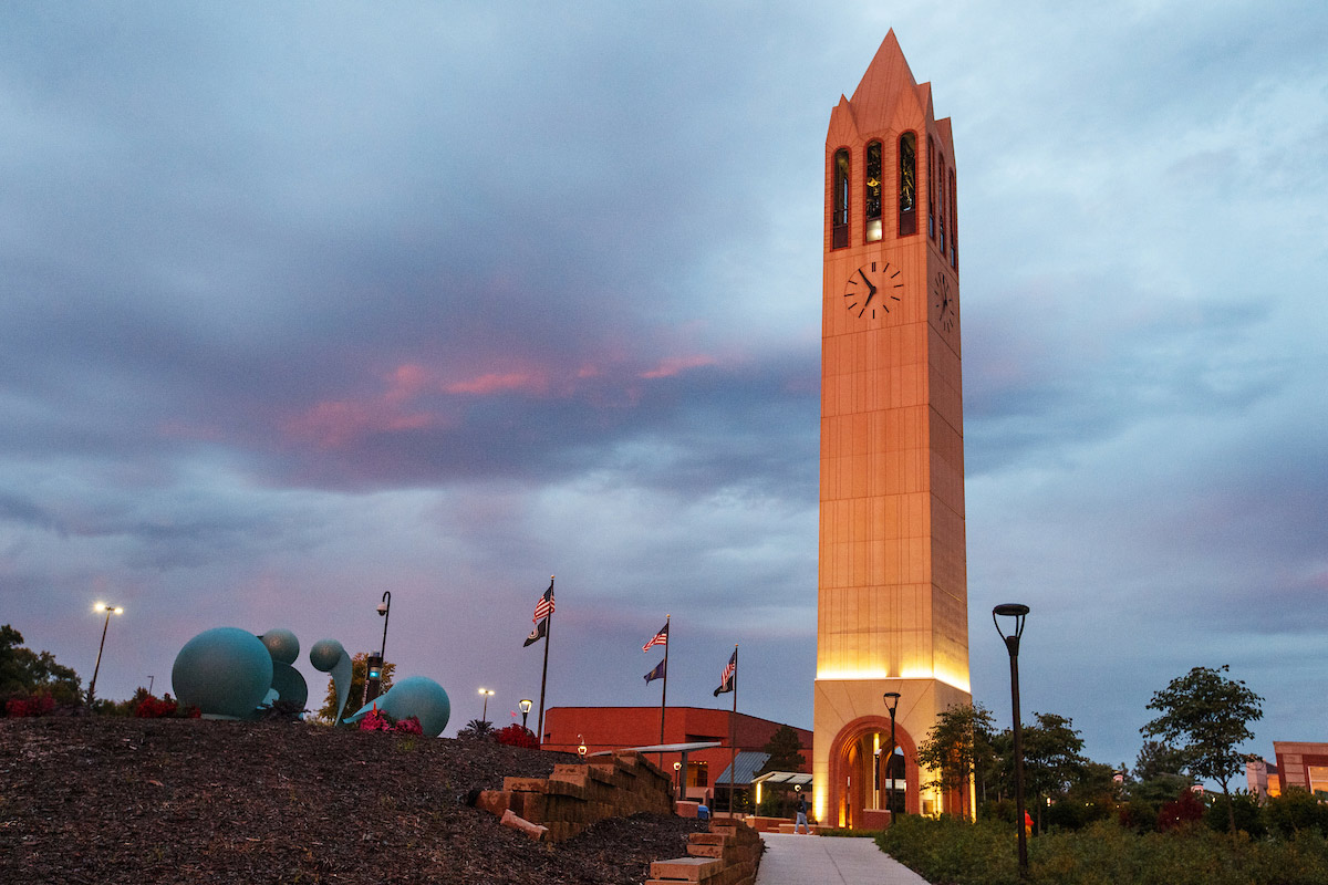 The Henningson Memorial Campanile, also known as the Bell Tower.