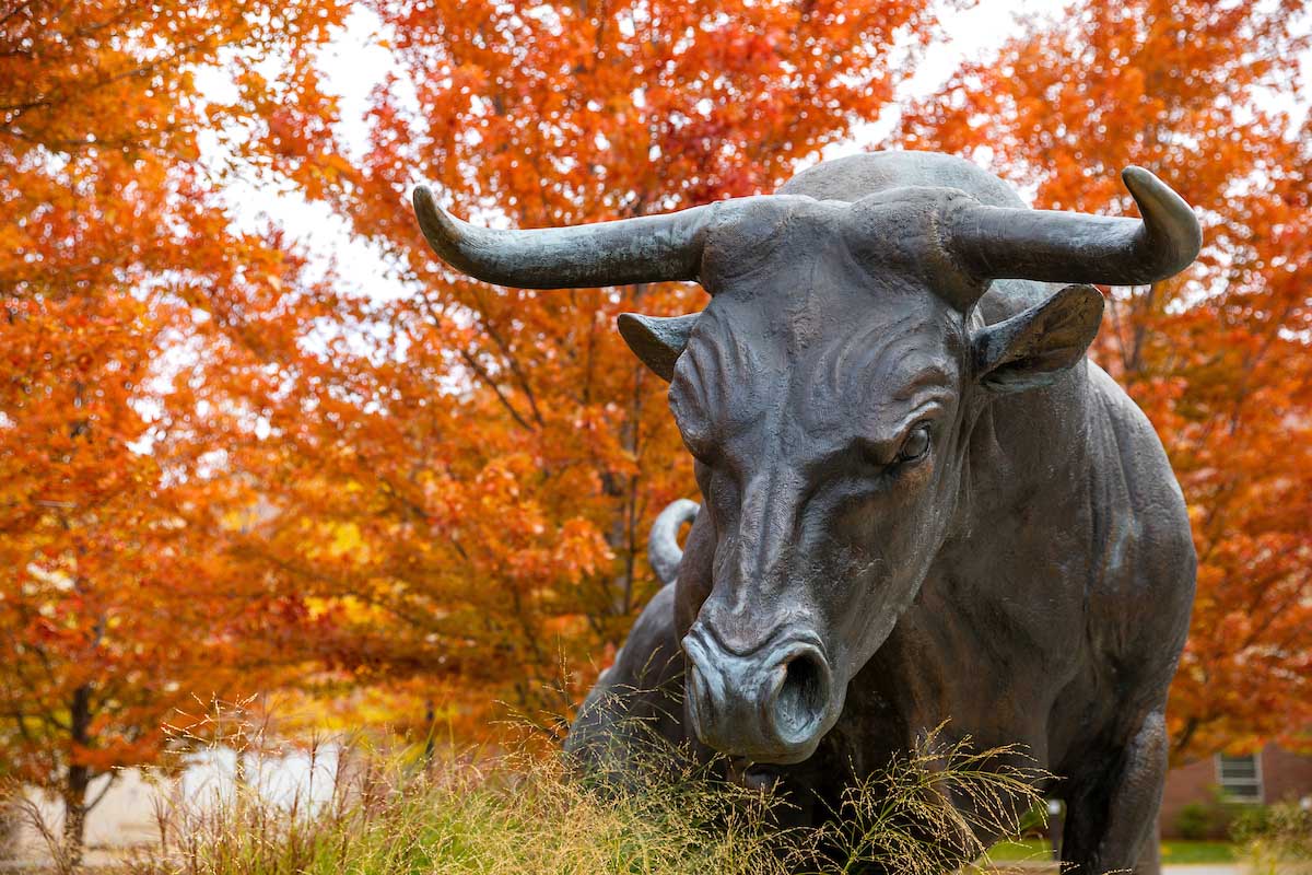 The Maverick Monument in fall