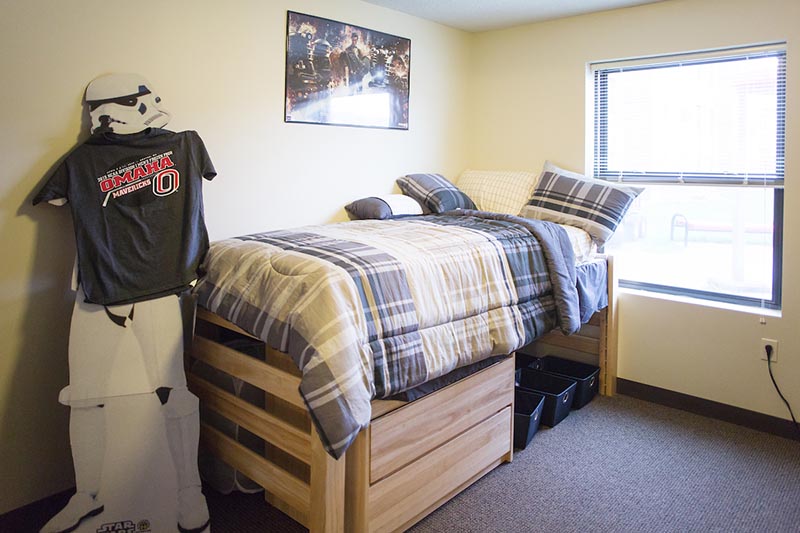 A dorm room located in Scott Housing.