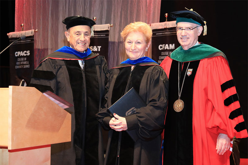 Commencement Photo of Honorary Degree Recipients at December 2017 Commencement