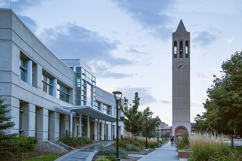 cpacs building with campanile in distance