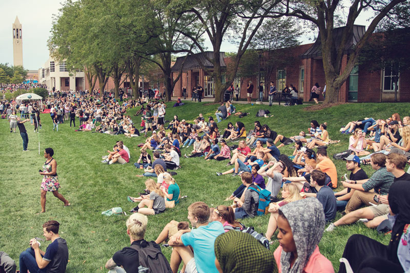 Students gather in the Pep Bowl