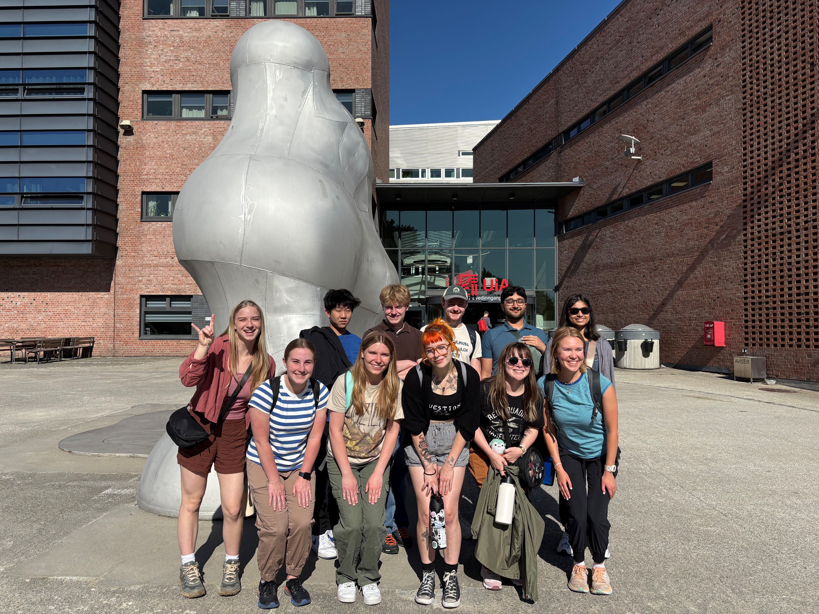 Honors Students by fountain in Norway