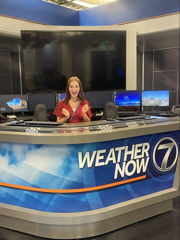 Honors student Ally Havenridge touring the local KETV studios 