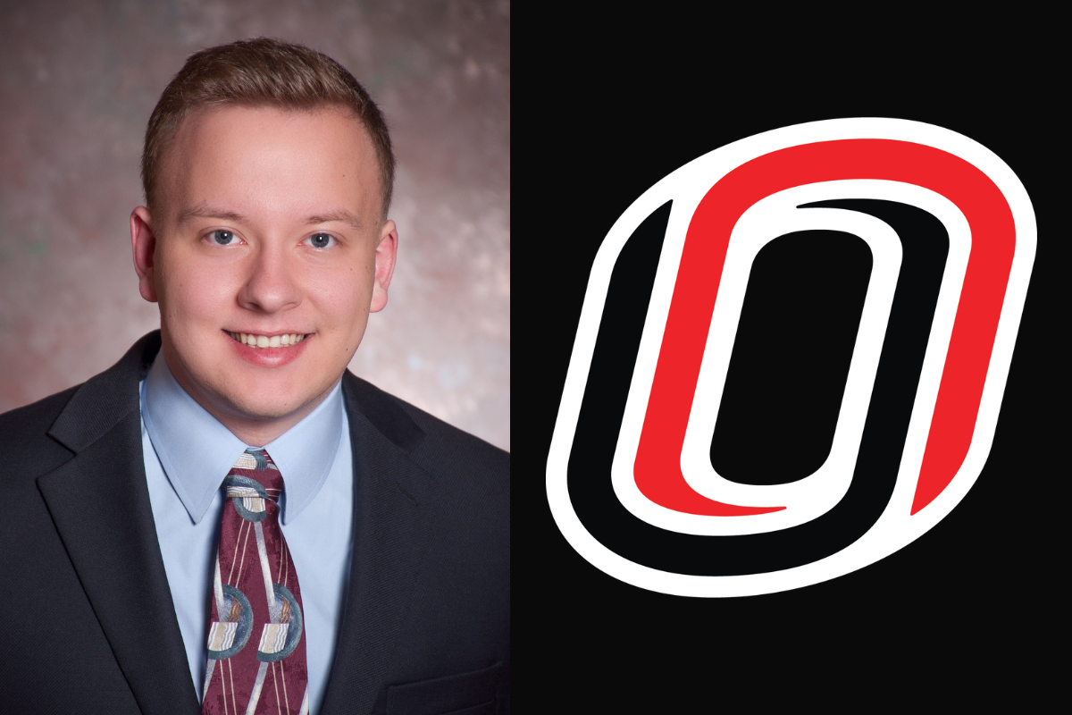 Zach Venn headshot next to the UNO Campus icon