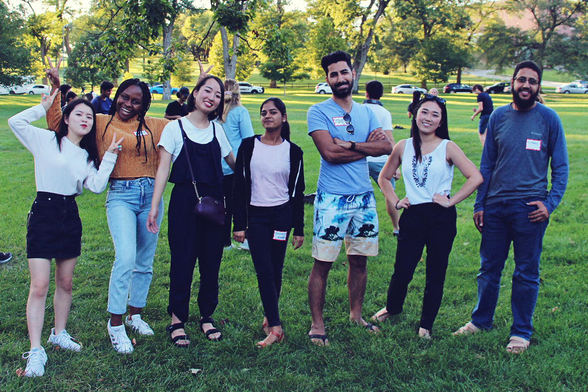 A group of students looking at the camera