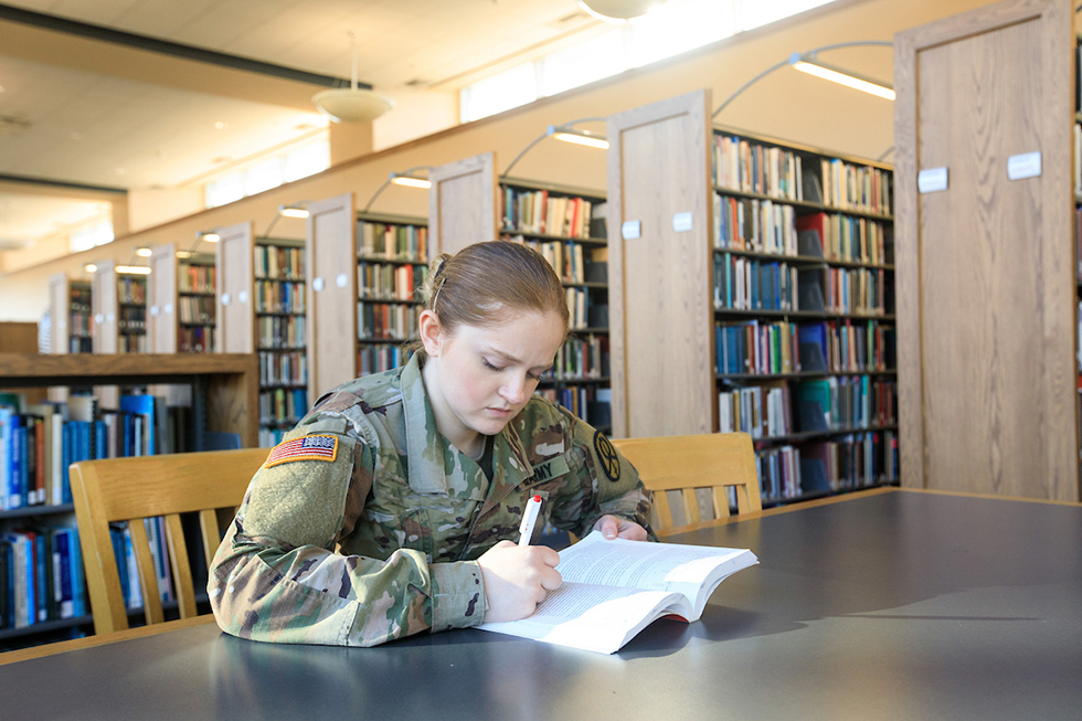 military student on campus