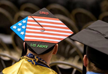 A UNO military student graduating