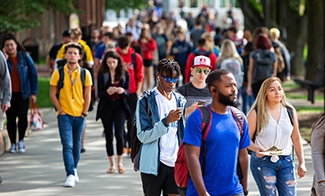 students walking on campus