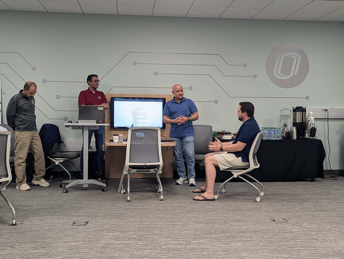 instructor speaking to a student.