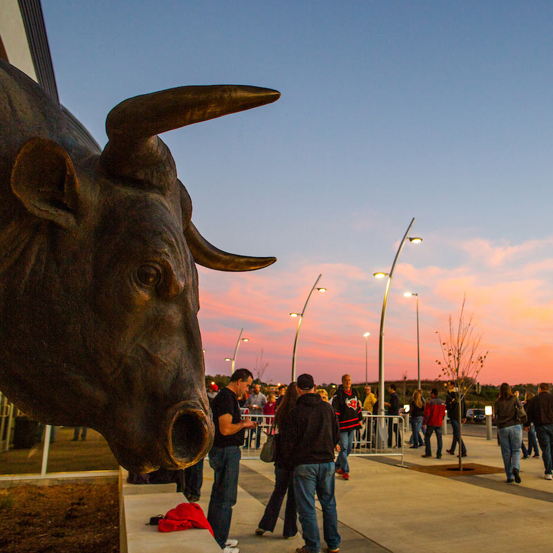 Maverick Monument head outside Baxter Arena