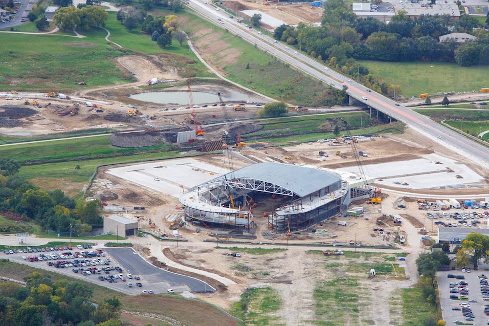 Aerial looking west