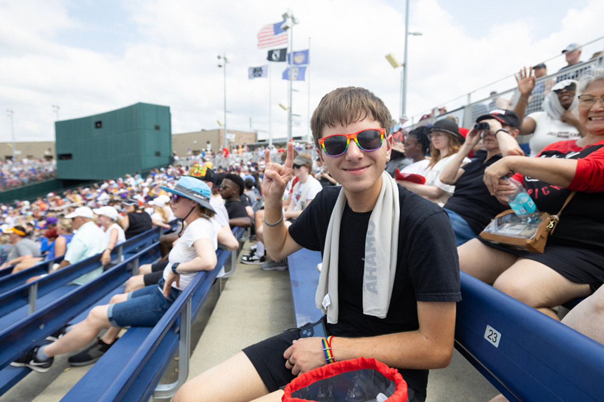 UNO student attends a College World Series game for free thanks to the Discover With Durango program.