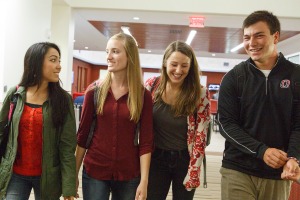 students walking