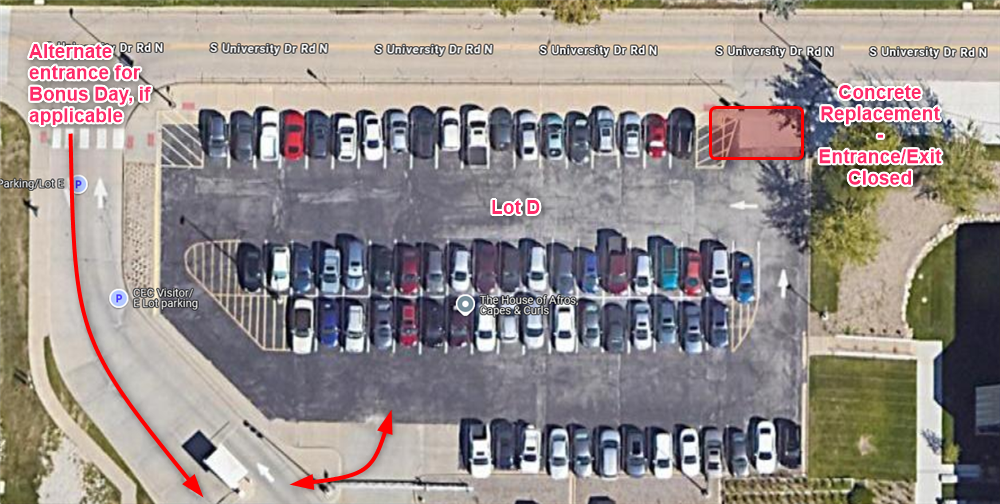 diagram of concrete work at north entrance of lot D