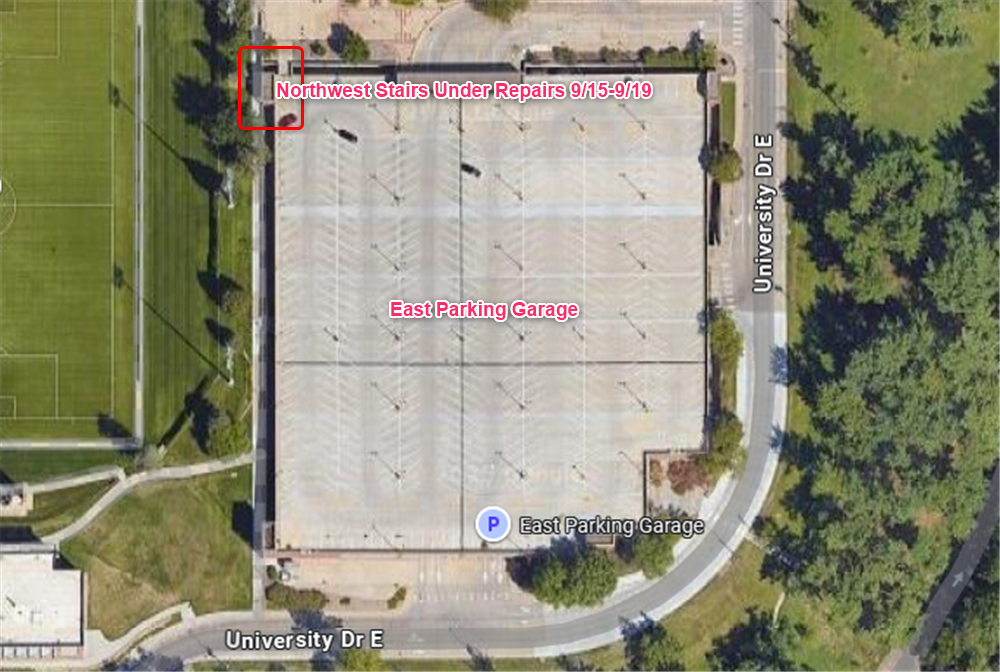 diagram of east garage and area of repairs