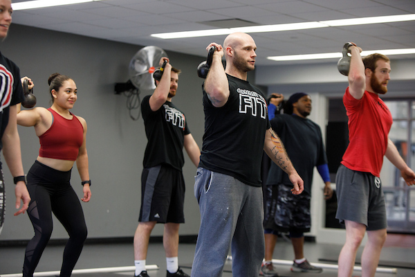 group fitness class.
