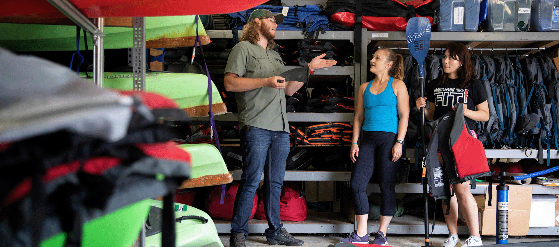 people discussing rental options at the ovc.