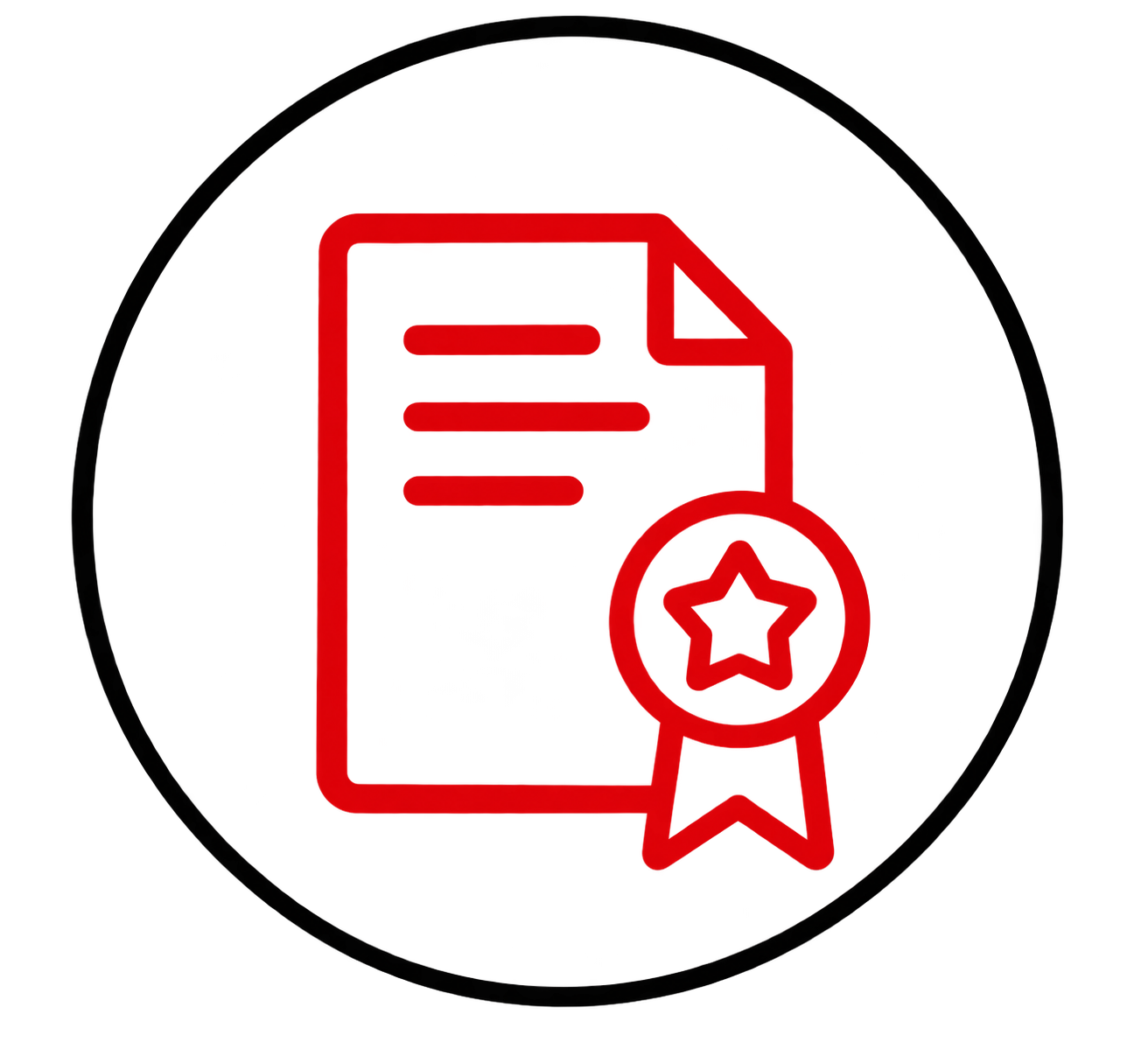 red Certificate Badge in Circular black Frame