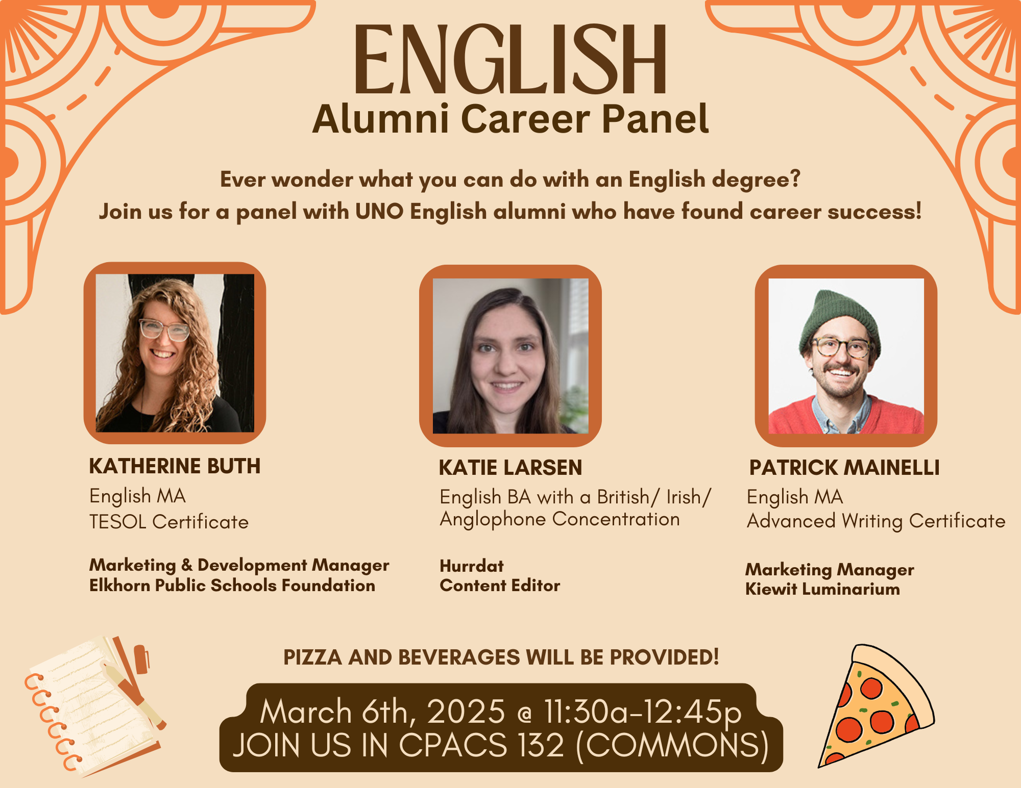 Flier for the English Alumni Panel Event