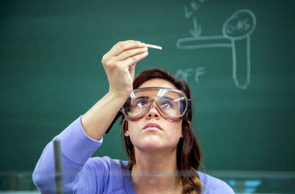 student in chemistry class