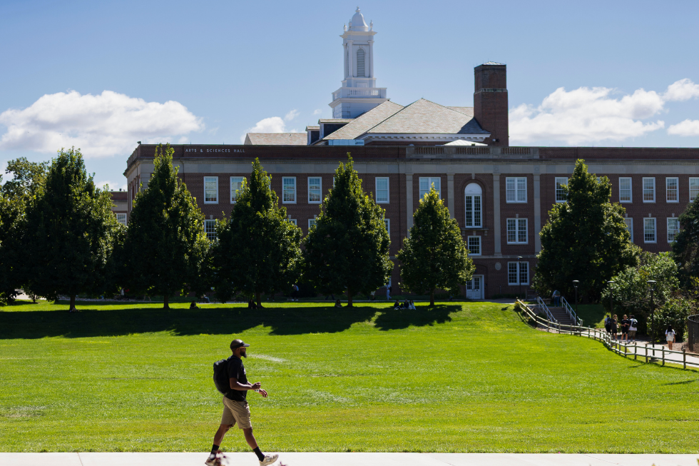 A student walks to class.