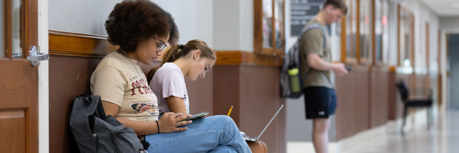 Students studying in Arts & Sciences Hall.