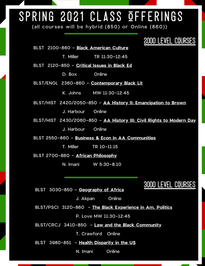 Spring 21 Courses Black Studies University Of Nebraska Omaha