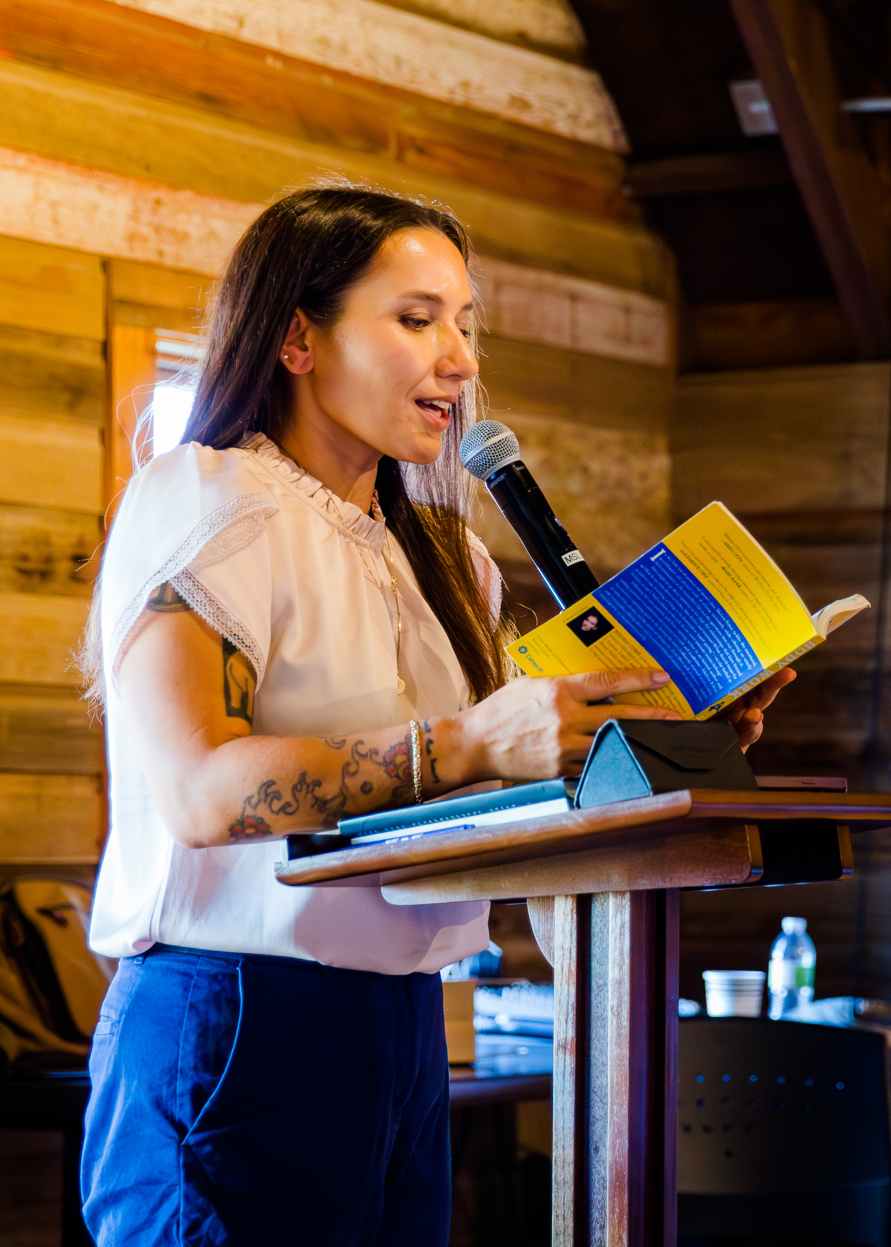 Author Melissa Febos reads from her book at UNO's BouFest