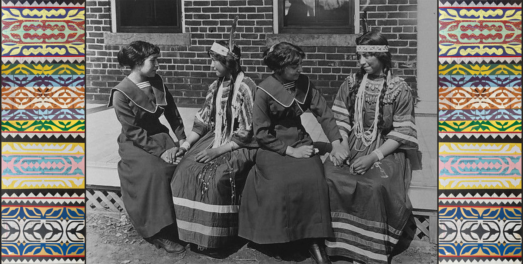 Representatives of the Sac & Fox, Piegan, Sioux and Chippewa tribes." 75-GS-37, RG 75-GS. Photographs of Genoa Industrial School at Genoa, NE, 1910. National Archives and Records Administration, College Park, MD.