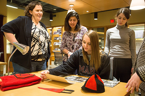 students learning about archival work, Criss Library Archives