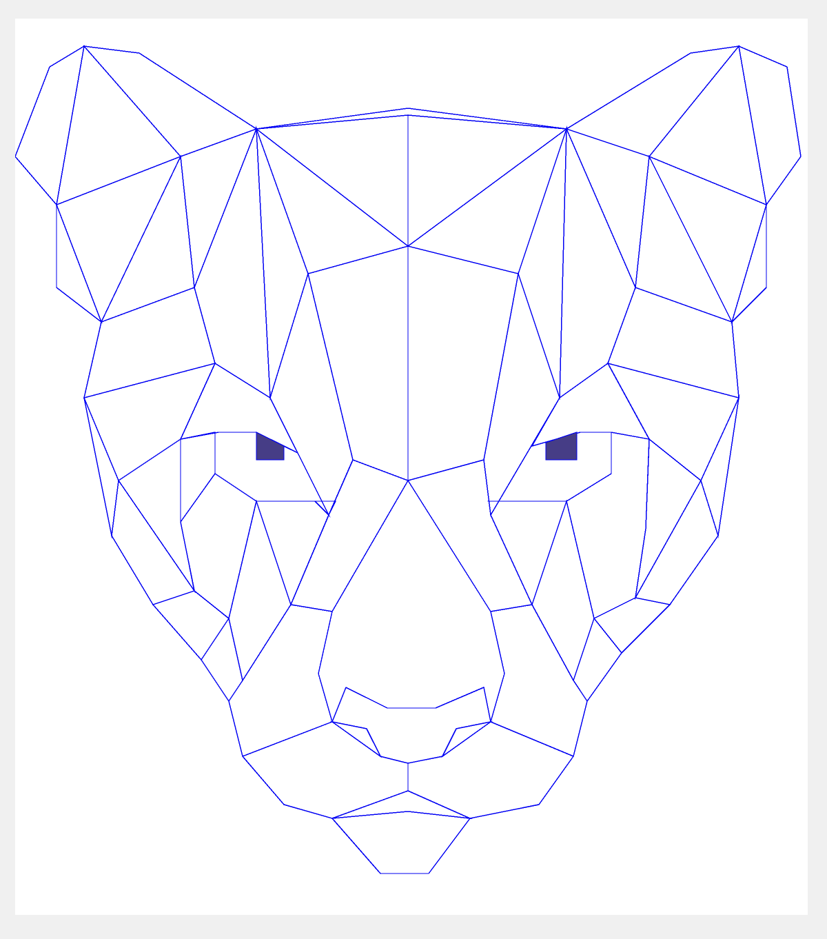 Puma’s head made of blue lines outlining white shapes on a white background.