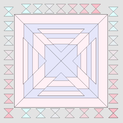 Pastel pink, purple, and blue triangles forming a symetrical square pattern.