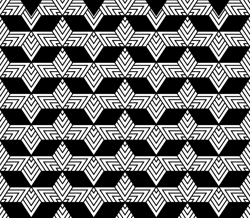 Rows of black rhombuses alternating with rows of black-and-white striped rhombuses.