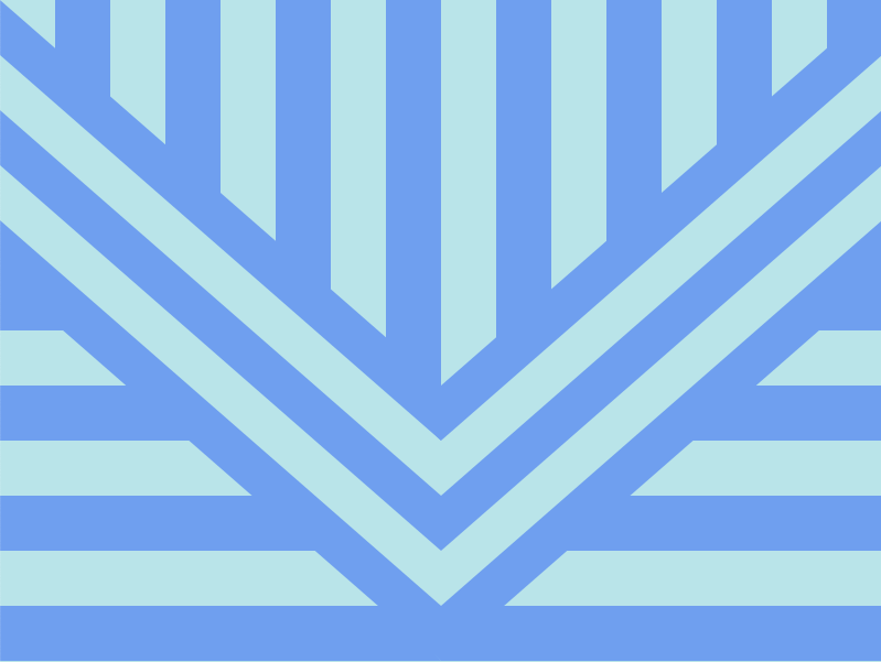 Blue and light blue stripes forming a triangle pointing down over a backround of horizontal and vertical stripes.