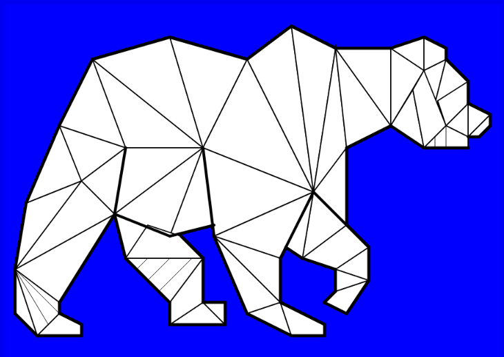 Picture of a polar bear made of geometric shapes.