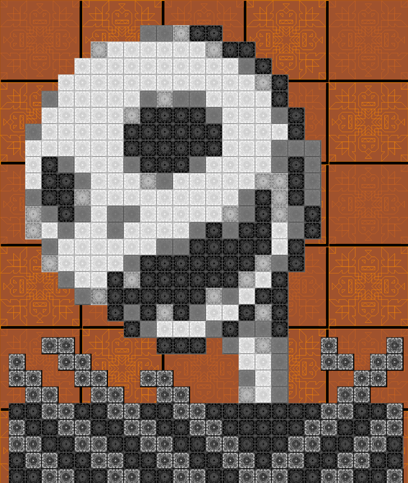 A mosaic design of Jack Skellington from A Nightmare Before Christmas.