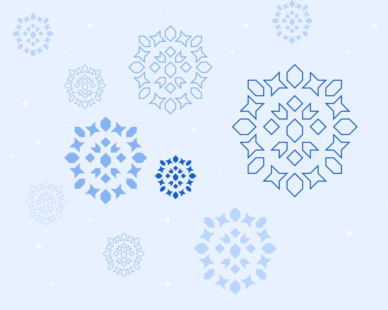 Various shapes and sizes of snowflakes.