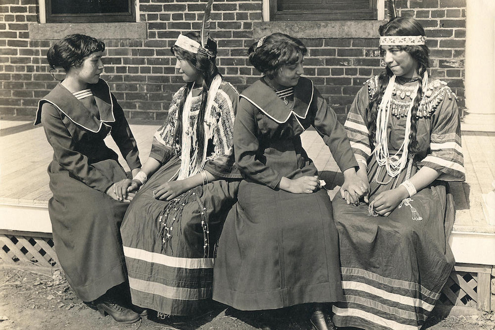 Female representatives of the Sac & Fox, Piegan, Sioux and Chippewa tribes from 1910.