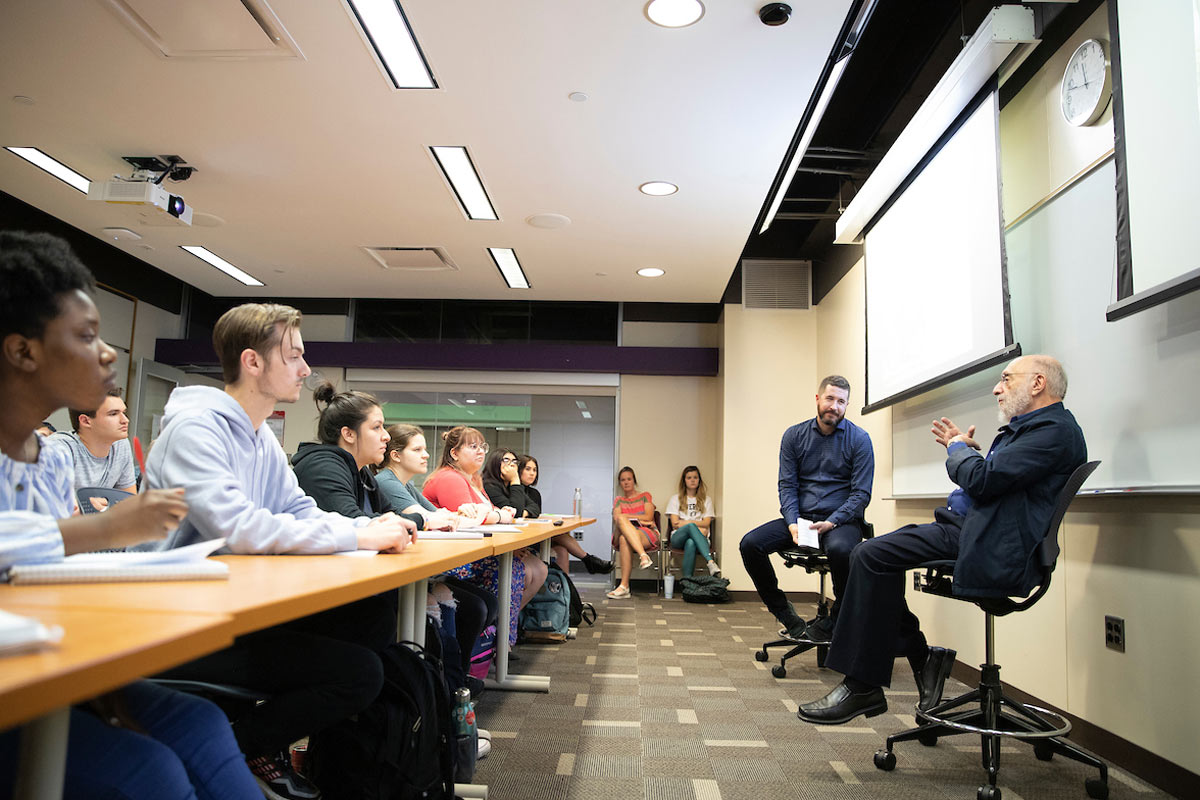 Artist Samuel Bak speaks to Mark Celinscak's class