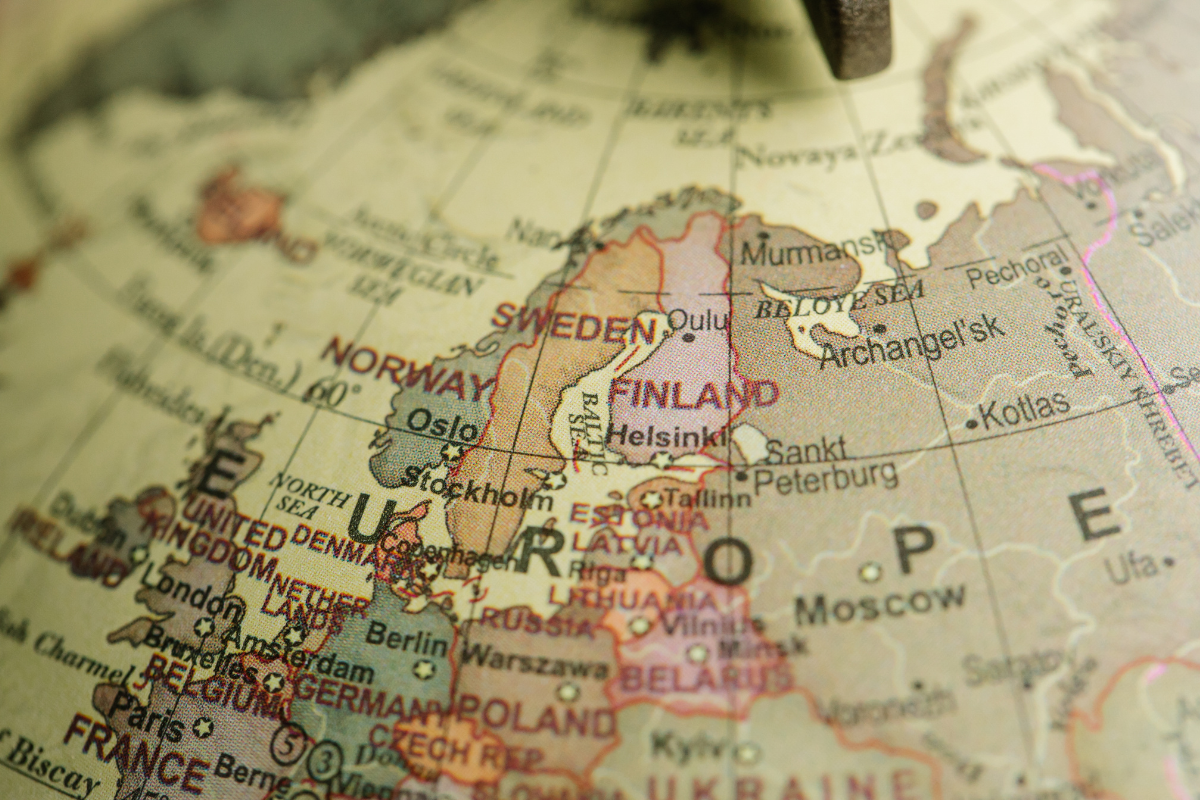 A map showing Europe.