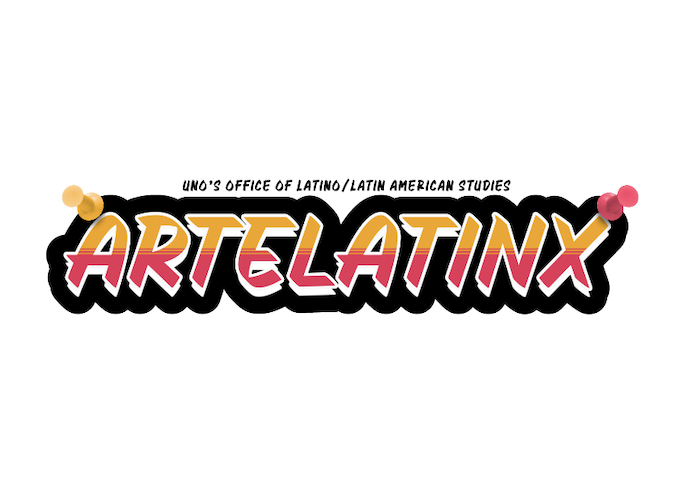 ArteLatinx logo in the colors pink, yellow, and orange