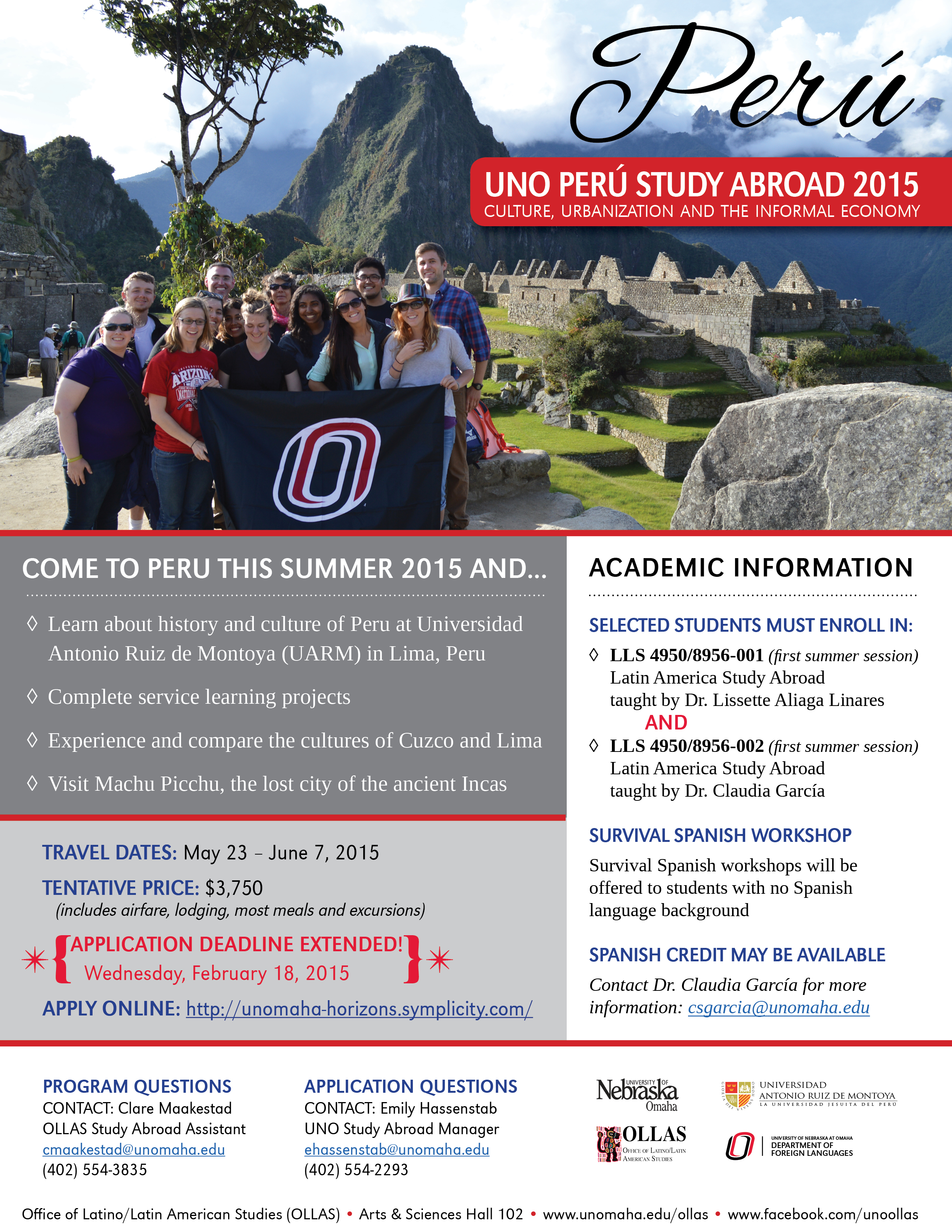 Peru Study Abroad 2015 Flyer